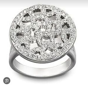 Rare Swarovski Silver Crystal Ring Size 52 Or 5.75- Good Condition